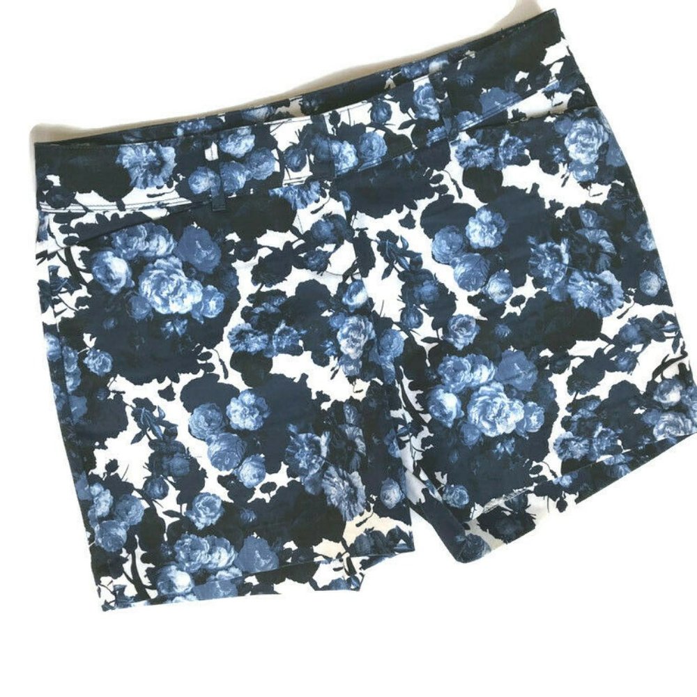 THE LIMITED Blue & White Floral Tailored Shorts